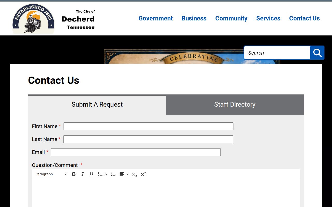 Decherd Court and Records Clerk contact listing