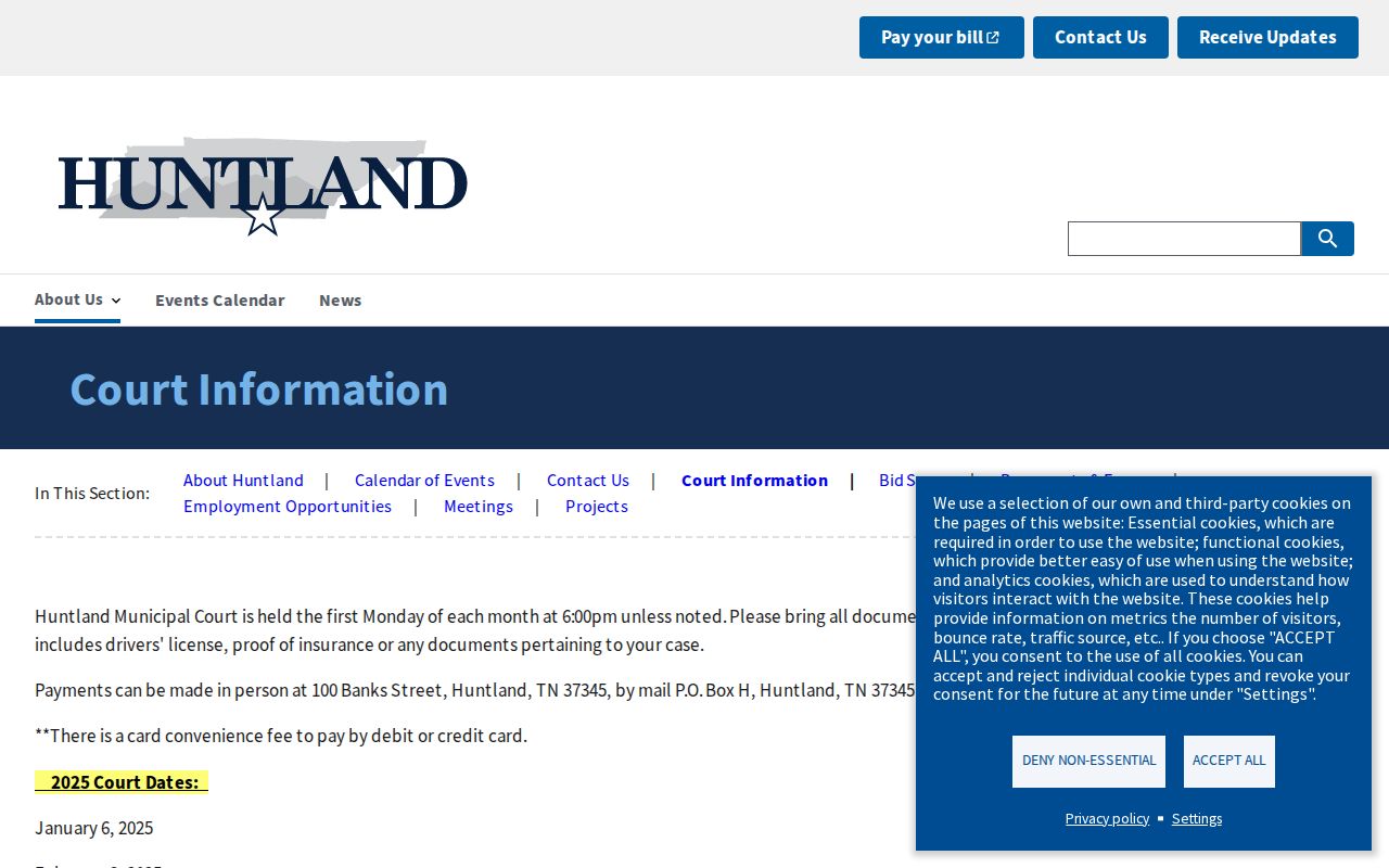 Franklin County Huntland court record first-Monday 6 p.m. schedule