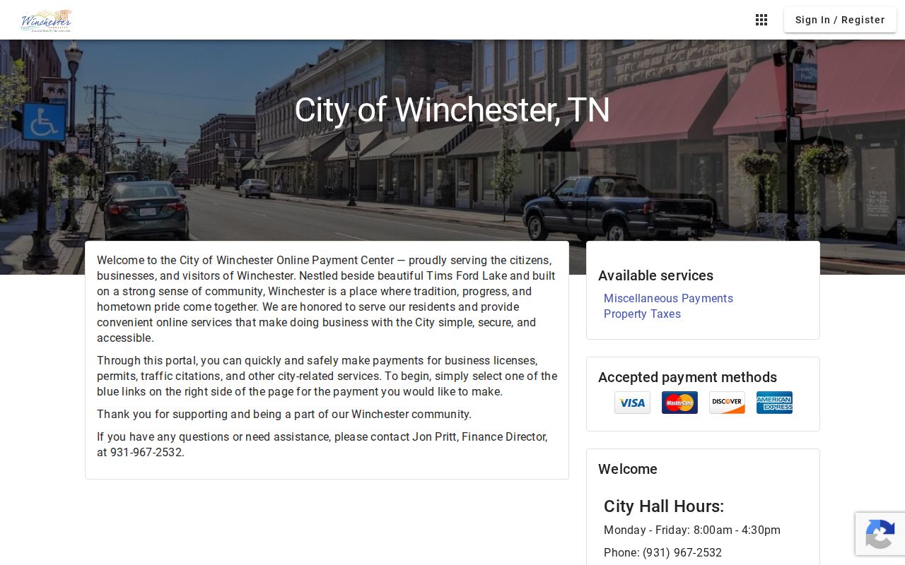 Winchester public municipal payment shell