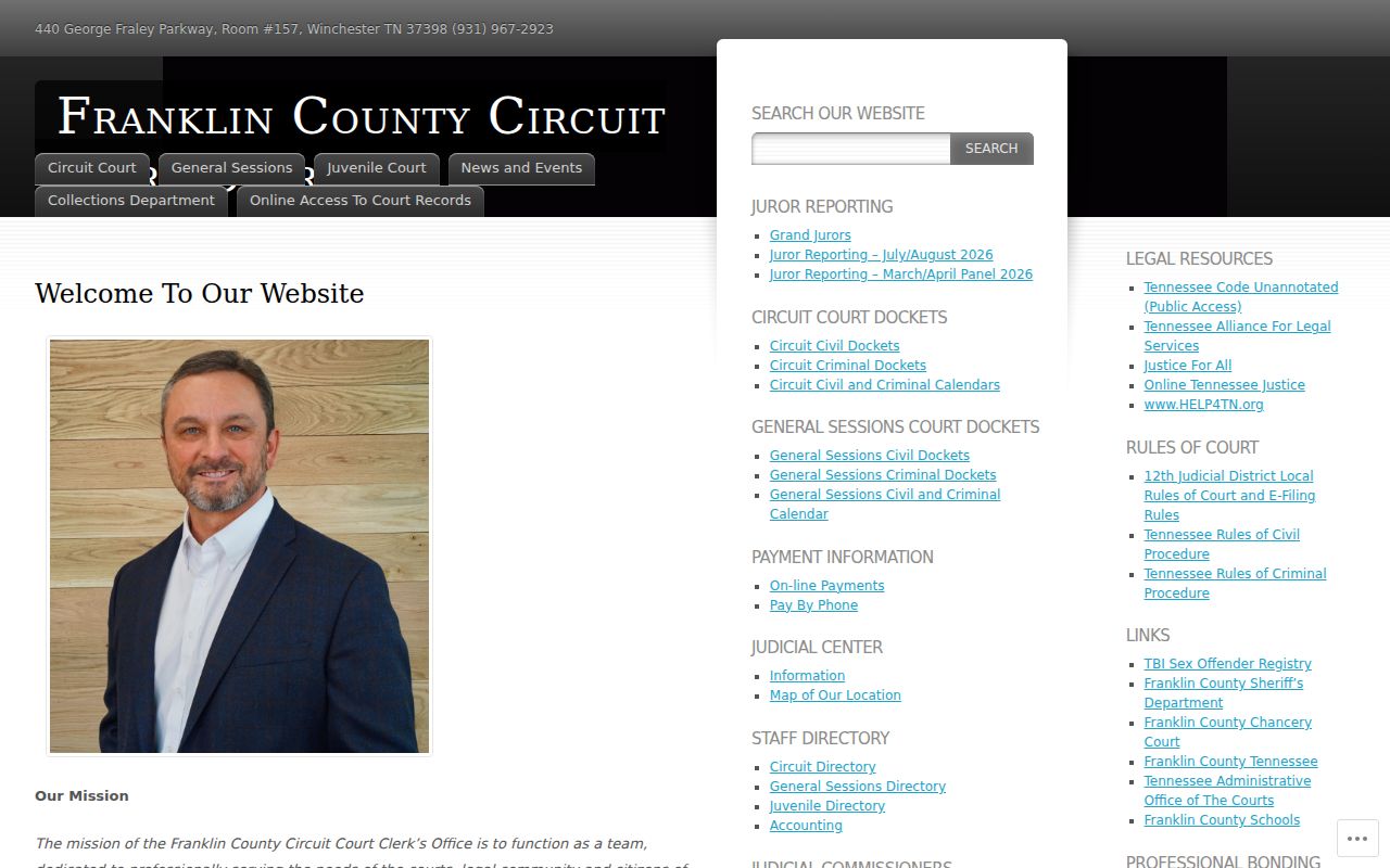 Franklin County court docket clerk navigation