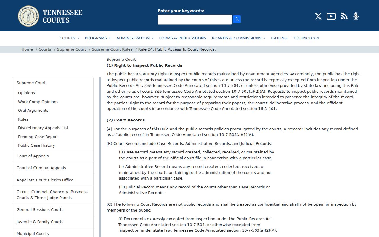 Franklin County court docket access Rule 34